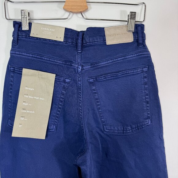 Everlane The Way High Straight Leg Organic Cotton Jean Coal Blue Tall 27T - Picture 4 of 7